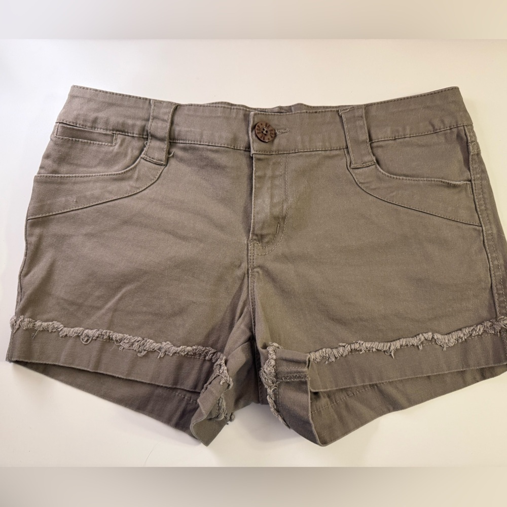 Be Bop Brown Cotton Blend Fringe Stretch 3” Shortie Shorts Junior’s Size 9